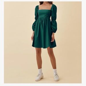 Gorgeous Dark Green Puffy Sleeve Cocktail Dress